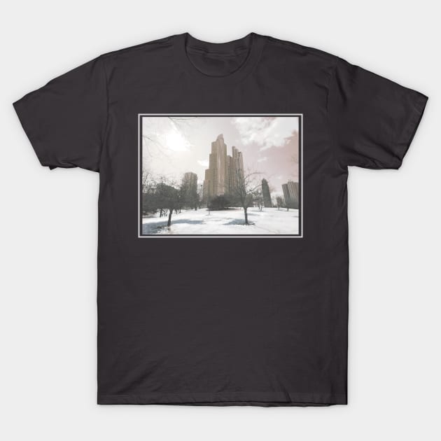 Snowy Chicago architecture photography, melancholic edit T-Shirt by F-for-Fab